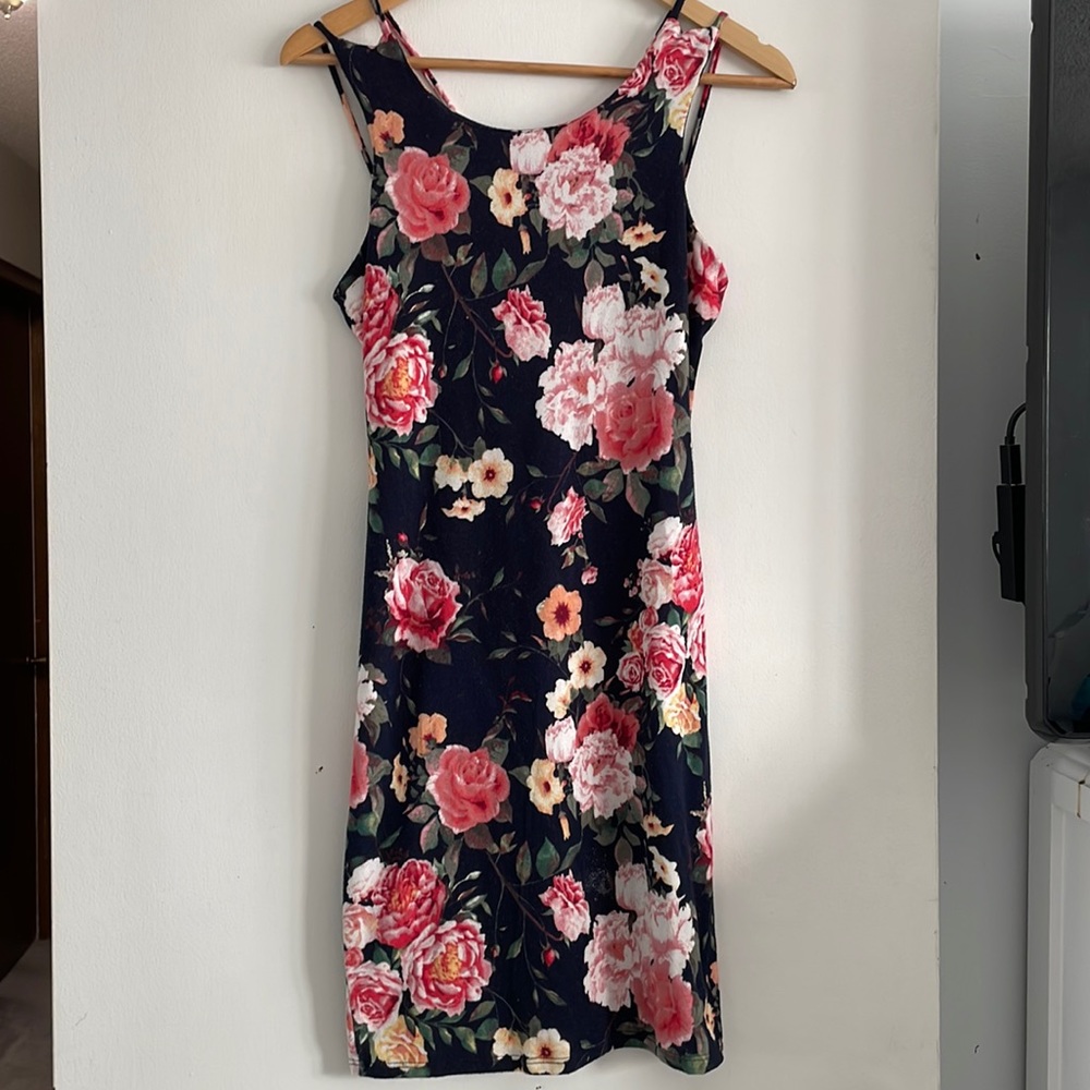 Tight soft floral dress.